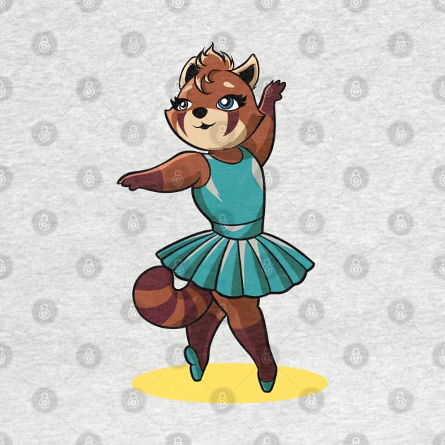 Comic red panda dancing ballet - ballerina by Modern Medieval Design